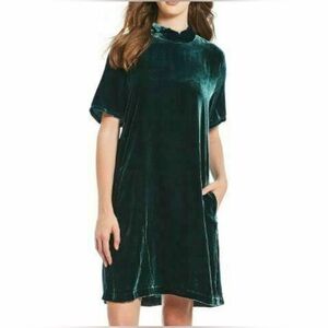 EILEEN FISHER Velvet Mock-Neck Dress - Regular in size Large